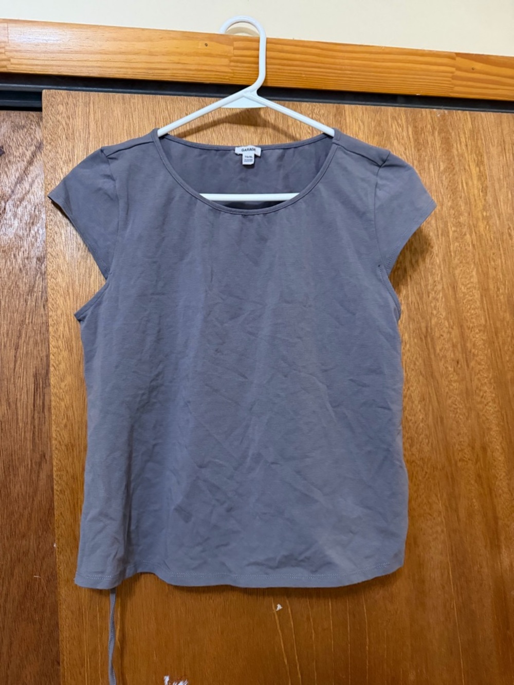 Garage Cap Sleeve Apron Back Top Shirt Tie Back Smoked Out Grey LARGE